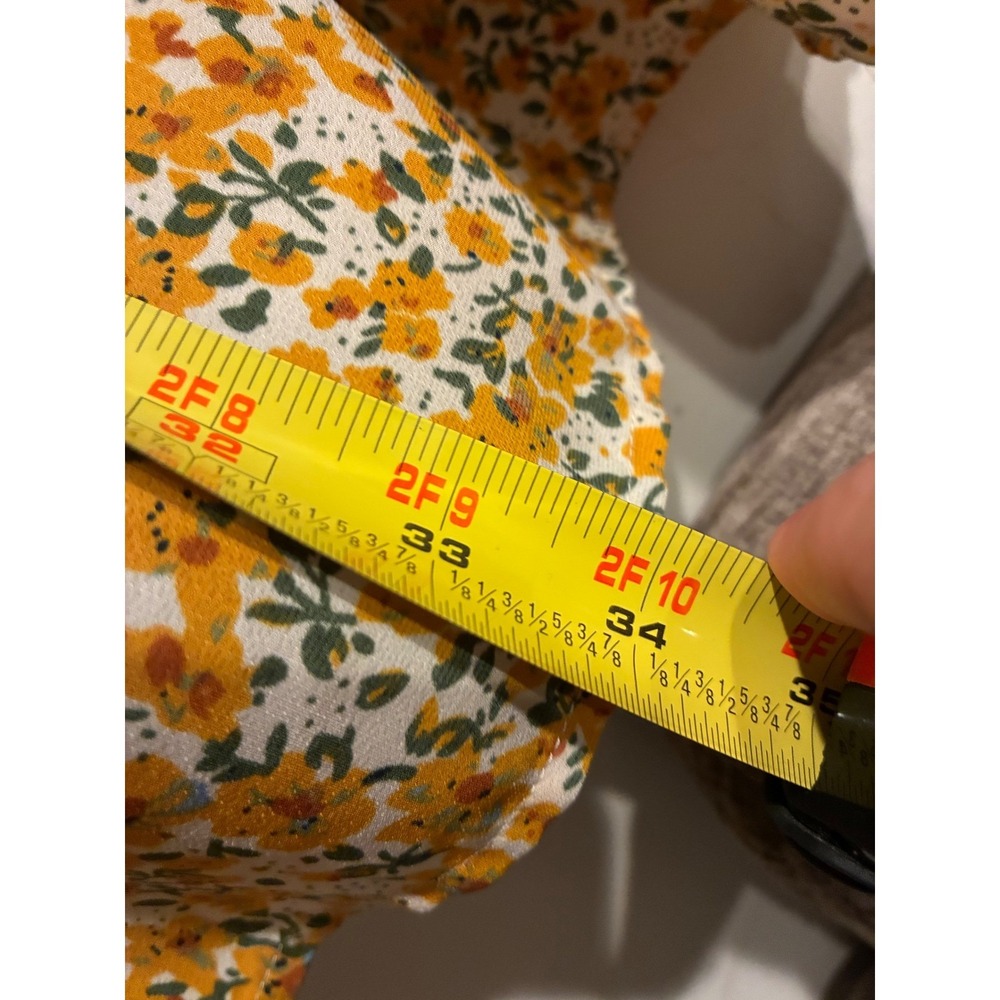 Emery Rose Yellow Floral Tiered Babydoll Dress 1XL Short Sleeve Boho Mini Shift - Picture 4 of 5